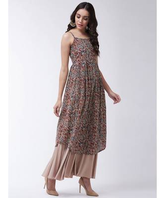 Maroon Printed Cotton Flared Kurta 4
