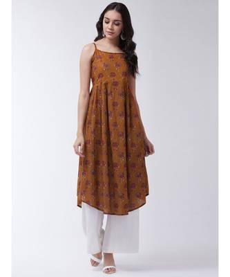 Maroon Printed Cotton Flared Kurta 1