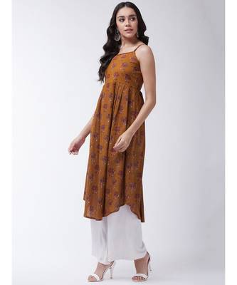 Maroon Printed Cotton Flared Kurta 4