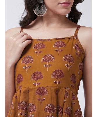 Maroon Printed Cotton Flared Kurta 5