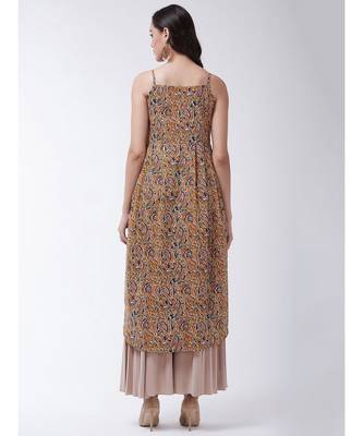 Yellow Printed Cotton Flared Kurta 2