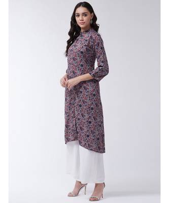 Grey Printed Cotton Flared Kurta 3