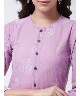 Pink Printed Cotton Flared Kurta 5