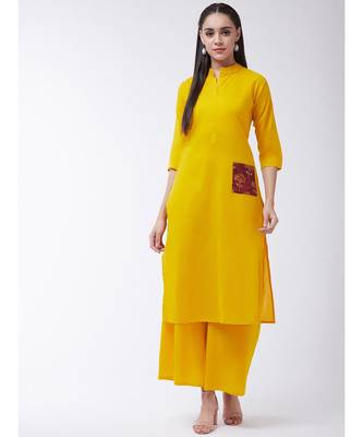 Yellow Printed Cotton Flared Kurta 1