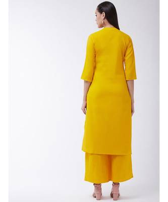 Yellow Printed Cotton Flared Kurta 2