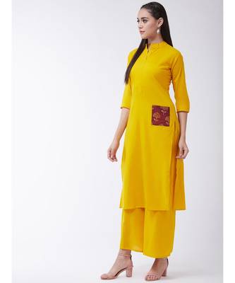 Yellow Printed Cotton Flared Kurta 3