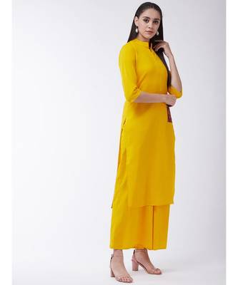 Yellow Printed Cotton Flared Kurta 4