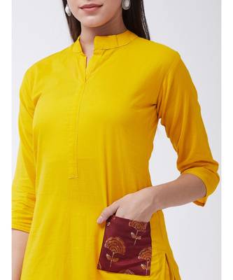 Yellow Printed Cotton Flared Kurta 5