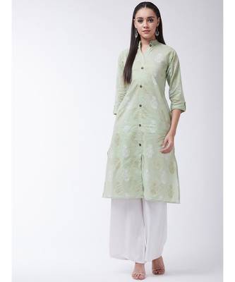 Green Printed Cotton Flared Kurta 1
