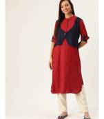 Maroon Printed Viscose Flared Kurta