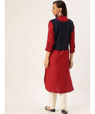 Maroon Printed Viscose Flared Kurta 2