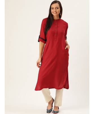 Maroon Printed Viscose Flared Kurta 4