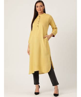 Beige Printed Viscose Flared Kurta 4