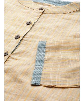 Olive Printed Cotton Flared Kurta 4