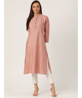 Red Printed Cotton Flared Kurta 1