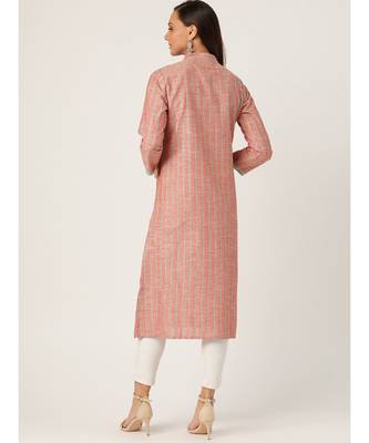 Red Printed Cotton Flared Kurta 2