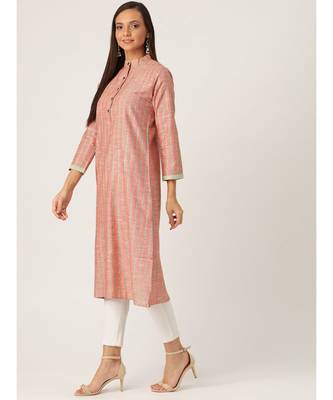 Red Printed Cotton Flared Kurta 3