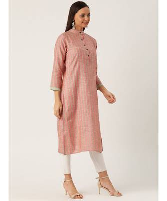 Red Printed Cotton Flared Kurta 4