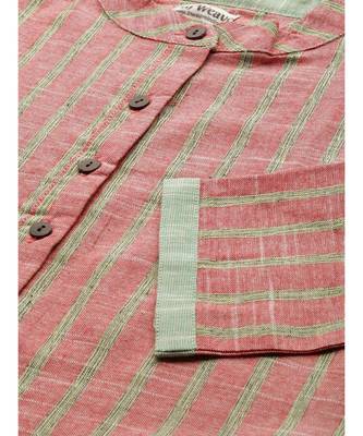 Red Printed Cotton Flared Kurta 5