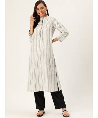 Grey Printed Cotton Flared Kurta 1