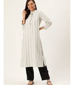 Grey Printed Cotton Flared Kurta