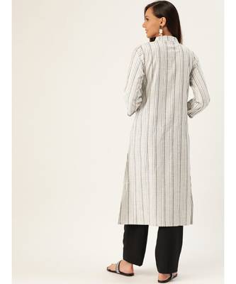 Grey Printed Cotton Flared Kurta 2