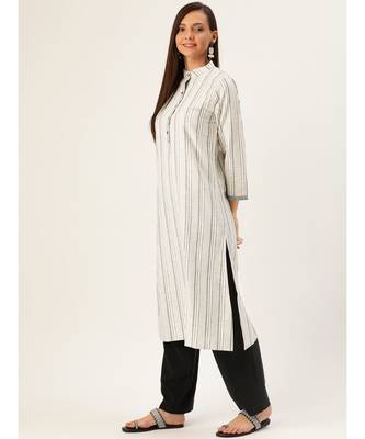 Grey Printed Cotton Flared Kurta 3