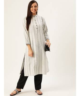 Grey Printed Cotton Flared Kurta 5