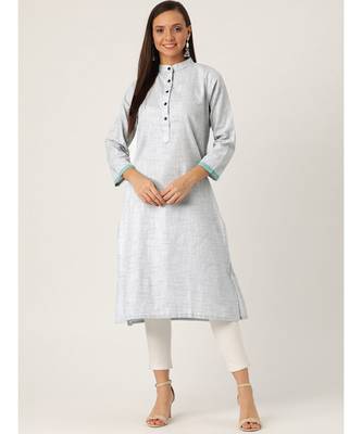 Grey Printed Cotton Flared Kurta 1