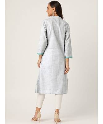 Grey Printed Cotton Flared Kurta 2