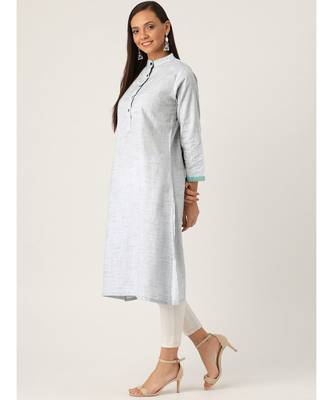 Grey Printed Cotton Flared Kurta 3