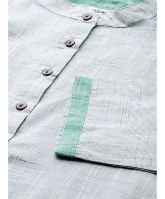 Grey Printed Cotton Flared Kurta 4