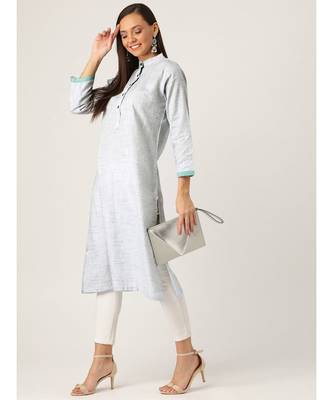 Grey Printed Cotton Flared Kurta 5