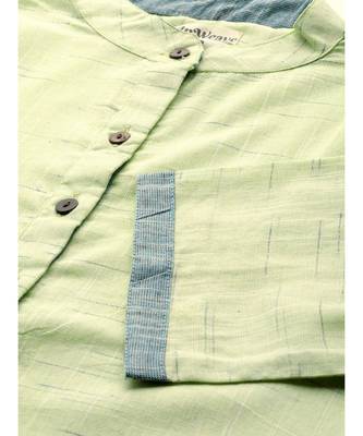 Green Printed Cotton Flared Kurta 4