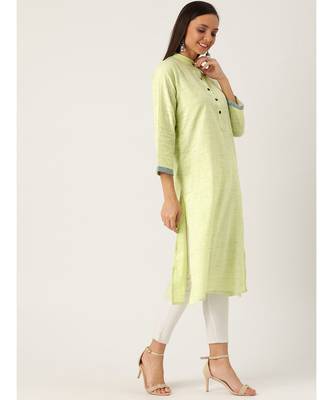Green Printed Cotton Flared Kurta 5