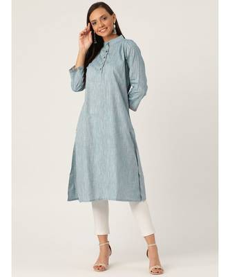Blue Printed Cotton Flared Kurta 1