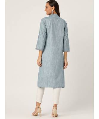 Blue Printed Cotton Flared Kurta 2