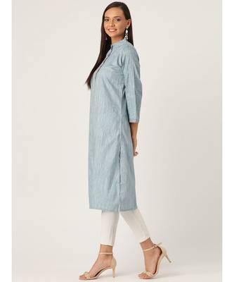Blue Printed Cotton Flared Kurta 3