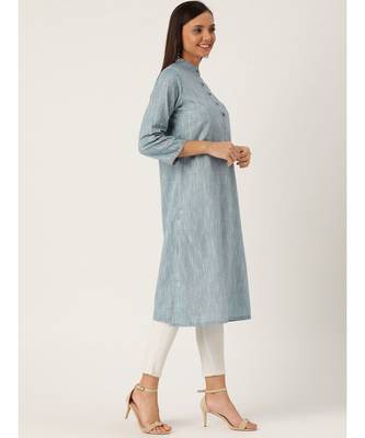 Blue Printed Cotton Flared Kurta 4