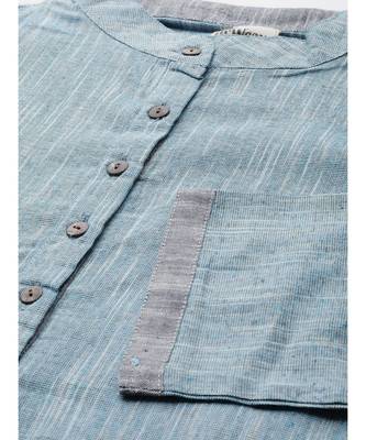 Blue Printed Cotton Flared Kurta 5