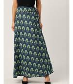 blue printed cotton a-line skirt