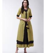 Black Printed Cotton Anarkali Kurti Set