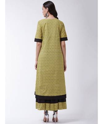 Black Printed Cotton Anarkali Kurti Set 2