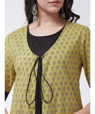 Black Printed Cotton Anarkali Kurti Set 5