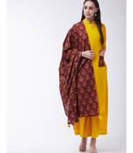 Yellow Printed Cotton Straight Kurti Set