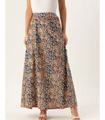 blue printed cotton a-line skirt
