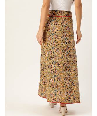 yellow printed cotton a-line skirt 2