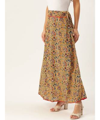 yellow printed cotton a-line skirt 3