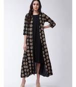 Black Printed Viscose Flared Kurti Set