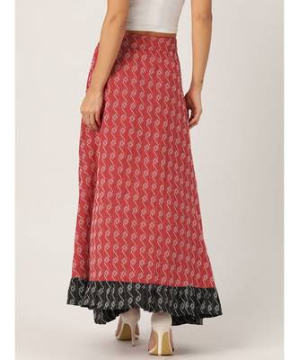 red printed cotton a-line skirt 2